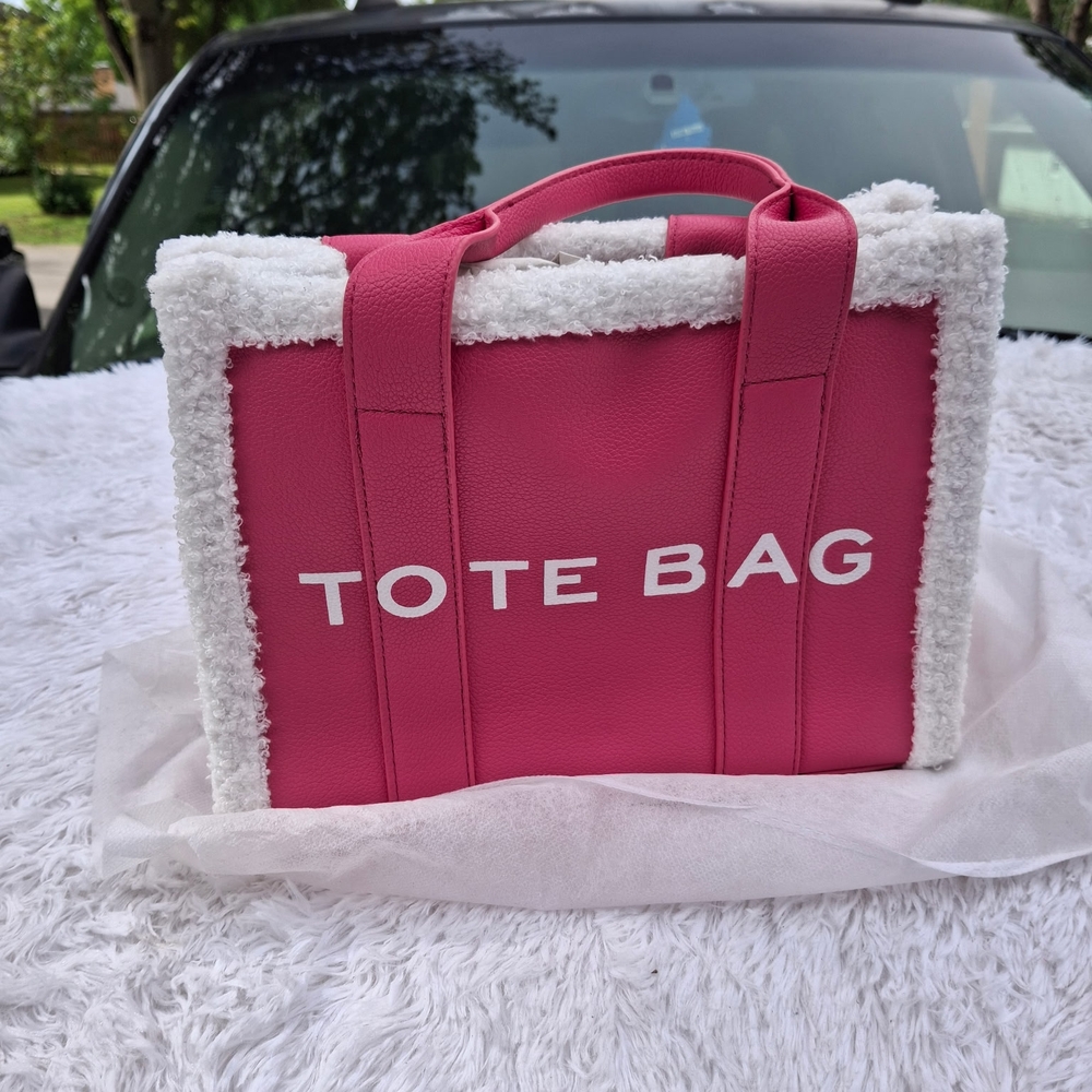 Pink Tote Bag with White Accents